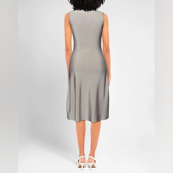 NWT Giorgi Armani Taupe Midi Dressin TAUPE/CREAM STUNNING - Picture 5 of 8